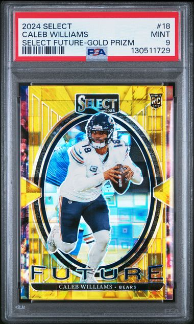 2025 Panini Select Caleb Williams Future Gold Prizm /10 PSA 9