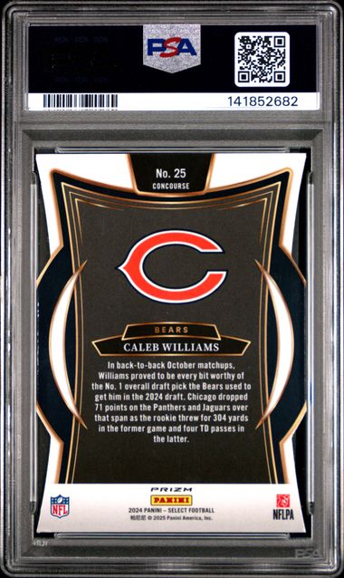 2024 Select Caleb Williams Die Cut #25 Silver Prizm PSA 7