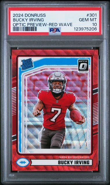 2024 Panini Donruss Bucky Irving Optic Rated Rookie Preview Red Wave #301 PSA 10