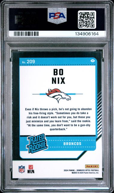 2024 Panini Donruss Optic Bo Nix #209 PSA 8