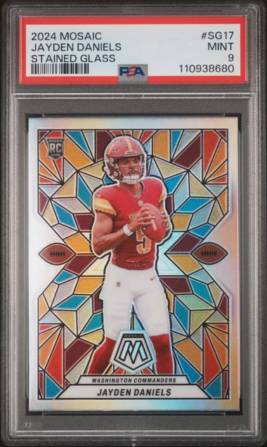 2024 Panini Mosaic Jayden Daniels Stained Glass PSA 9