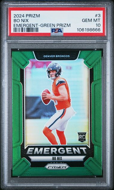 2024 Panini Prizm Bo Nix Emergent Green PSA 10
