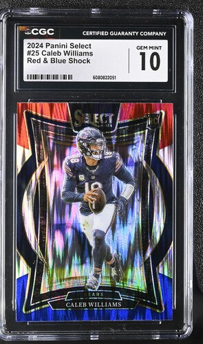 2024 Panini Select Caleb Williams Red & Blue Shock CGC 10