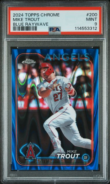 2024 Topps Chrome Mike Trout #200 Blue Raywave PSA 9