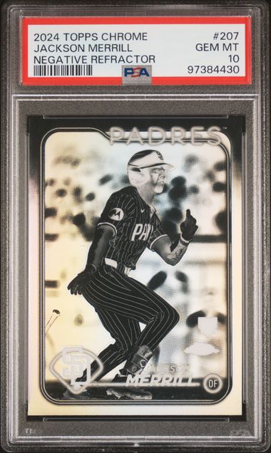 2024 TOPPS CHROME #207 JACKSON MERRILL NEGATIVE REFRACTOR PSA 10