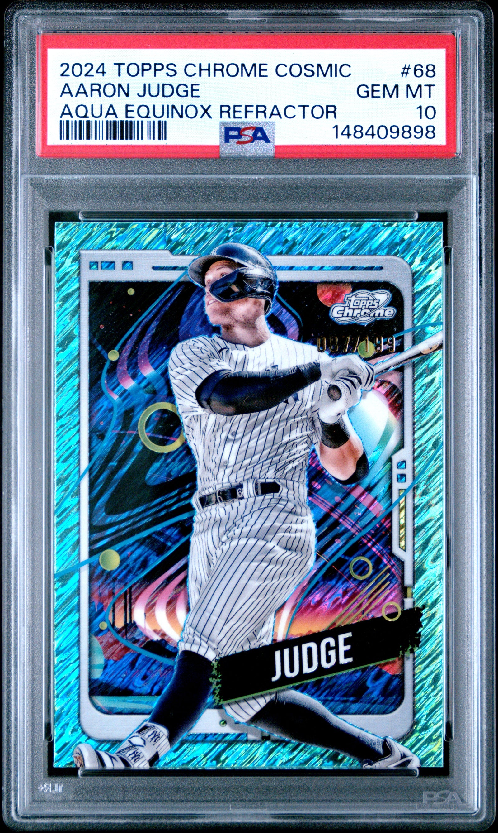 2024 Topps Cosmic Chrome Aaron Judge Aqua Equinox PSA 10