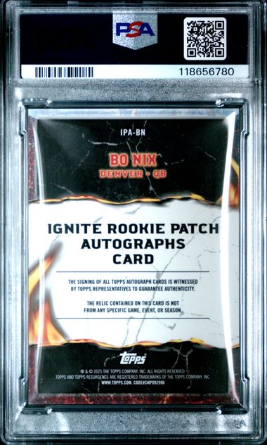 2024 Topps Resurgence Bo Nix #IPABN Ignite Rookie Patch Autographs PSA 9