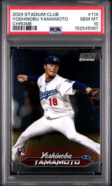 2024 TOPPS STADIUM CLUB YOSHINOBU YAMAMOTO #114 CHROME PSA 10