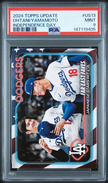 2024 Topps Update Ohtani/Yamamoto Independence Day /76 PSA 9