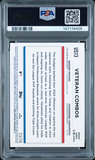 2024 Topps Update Ohtani/Yamamoto Independence Day /76 PSA 9