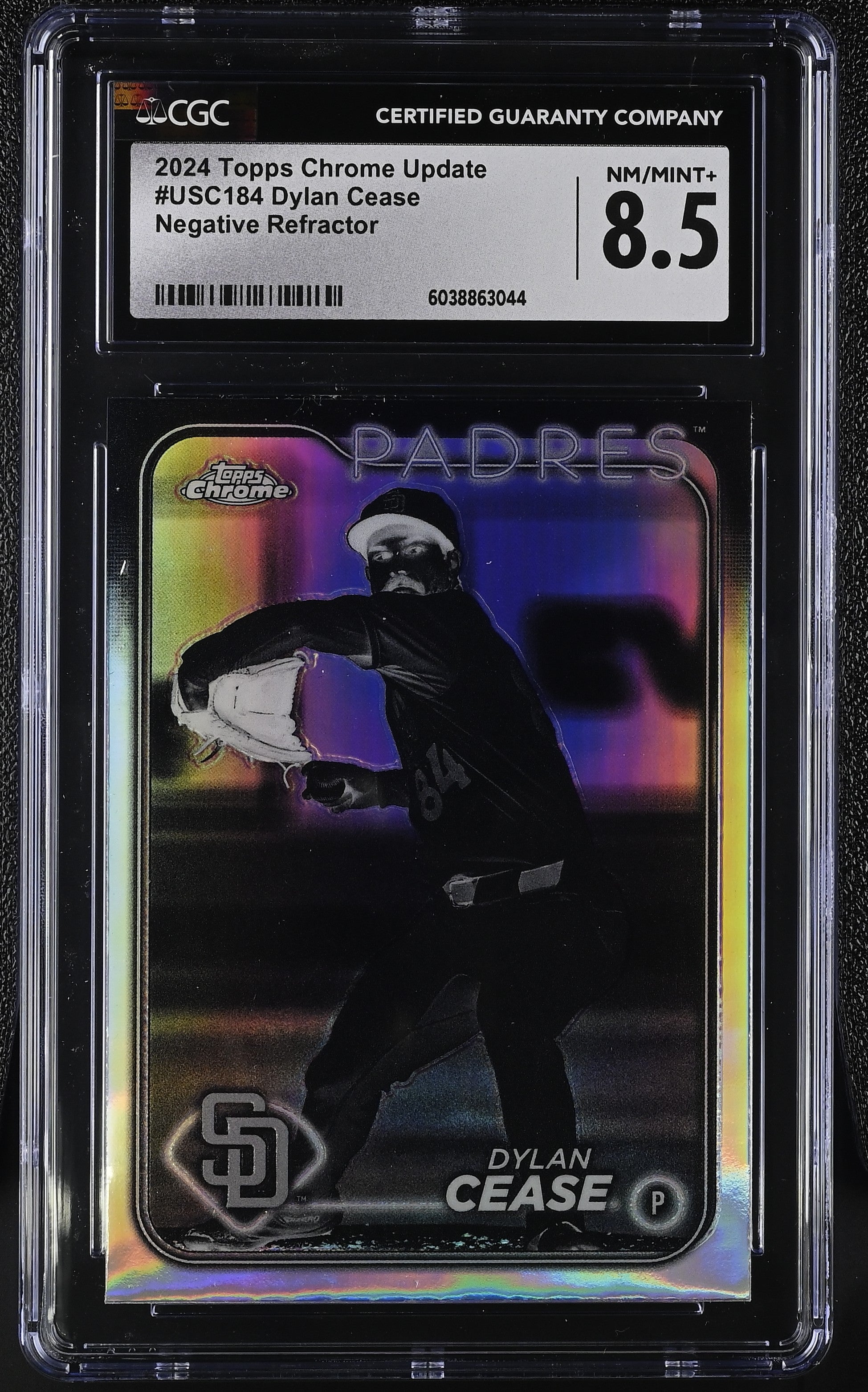 2024 Topps Chrome Update Dylan Cease Negative Refractor CGC 8.5