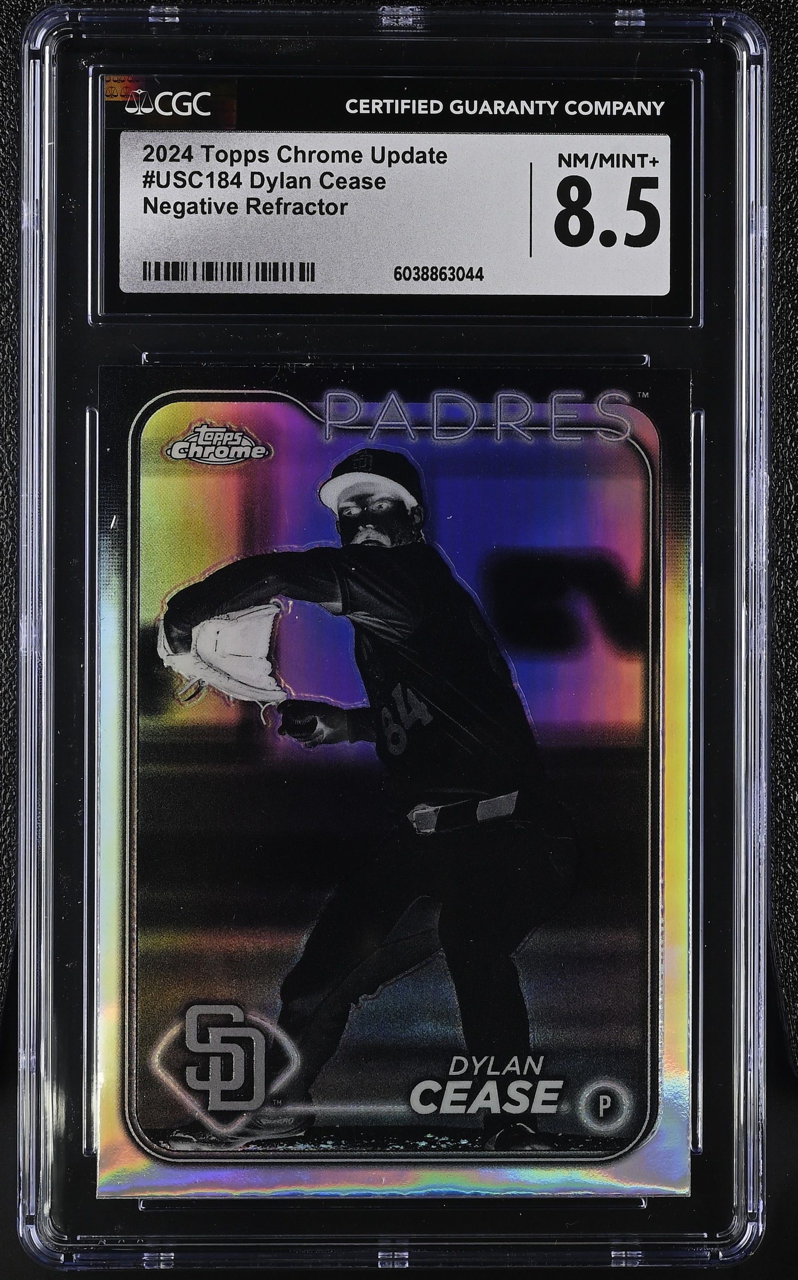 2024 Topps Chrome Update Dylan Cease Negative Refractor CGC 8.5