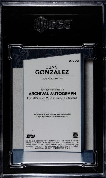 2024 Topps Museum Collection Juan Gonzalez Auto Copper /50 SGC 9.5