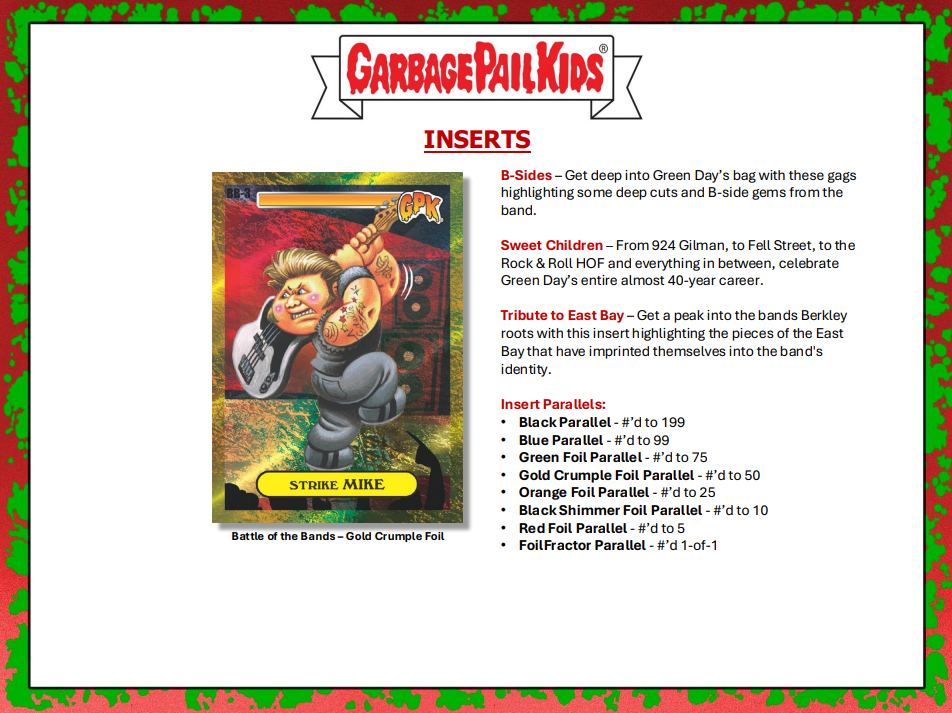 2024 GPK Battle of the Bands Green Day Hobby Box