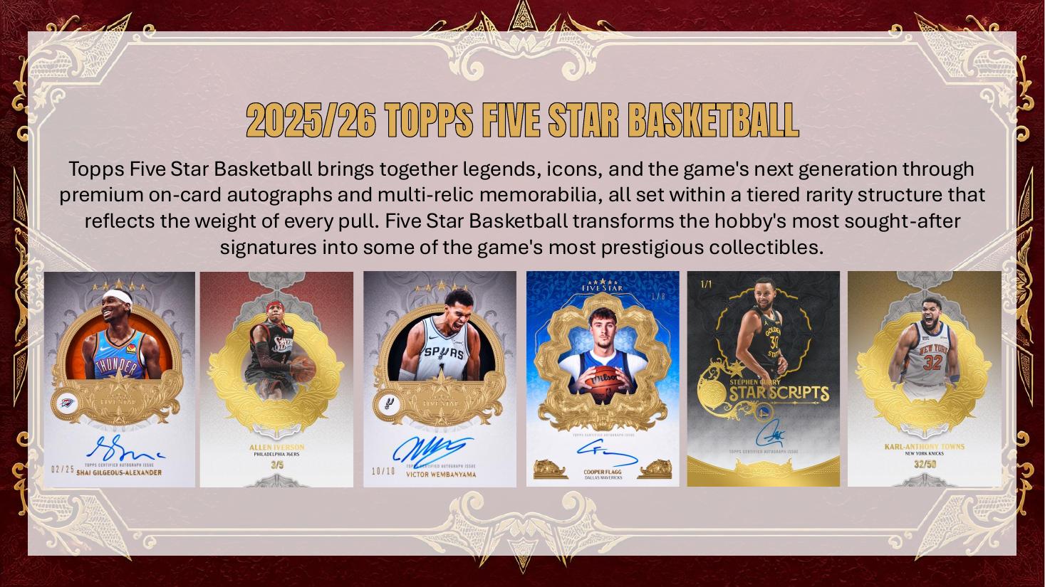 2025-26 Topps Five Star Basketball Hobby Box Sell Sheet 2