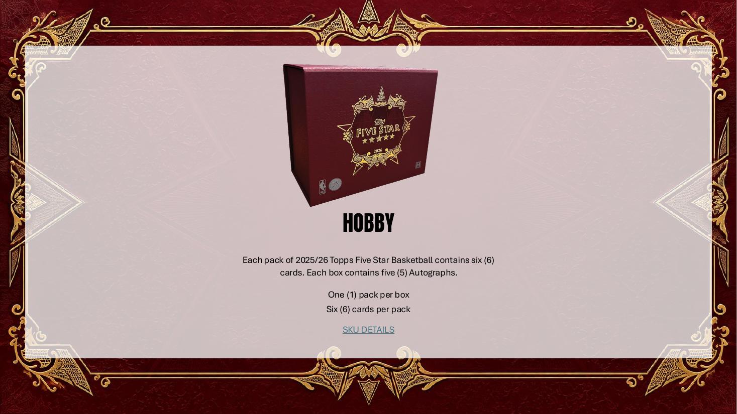 2025-26 Topps Five Star Basketball Hobby Box Sell Sheet 3