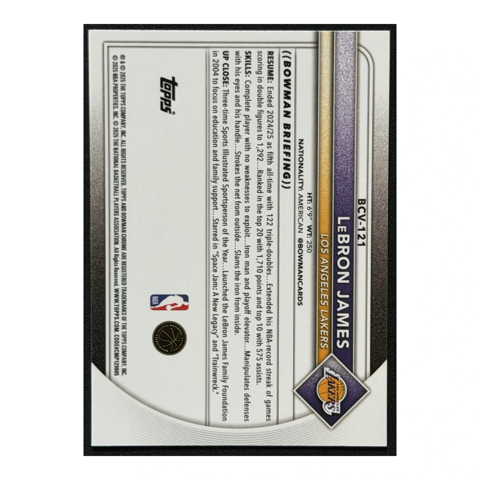 2025-26 Bowman Chrome LeBron James Yellow Mojo Refractor /75