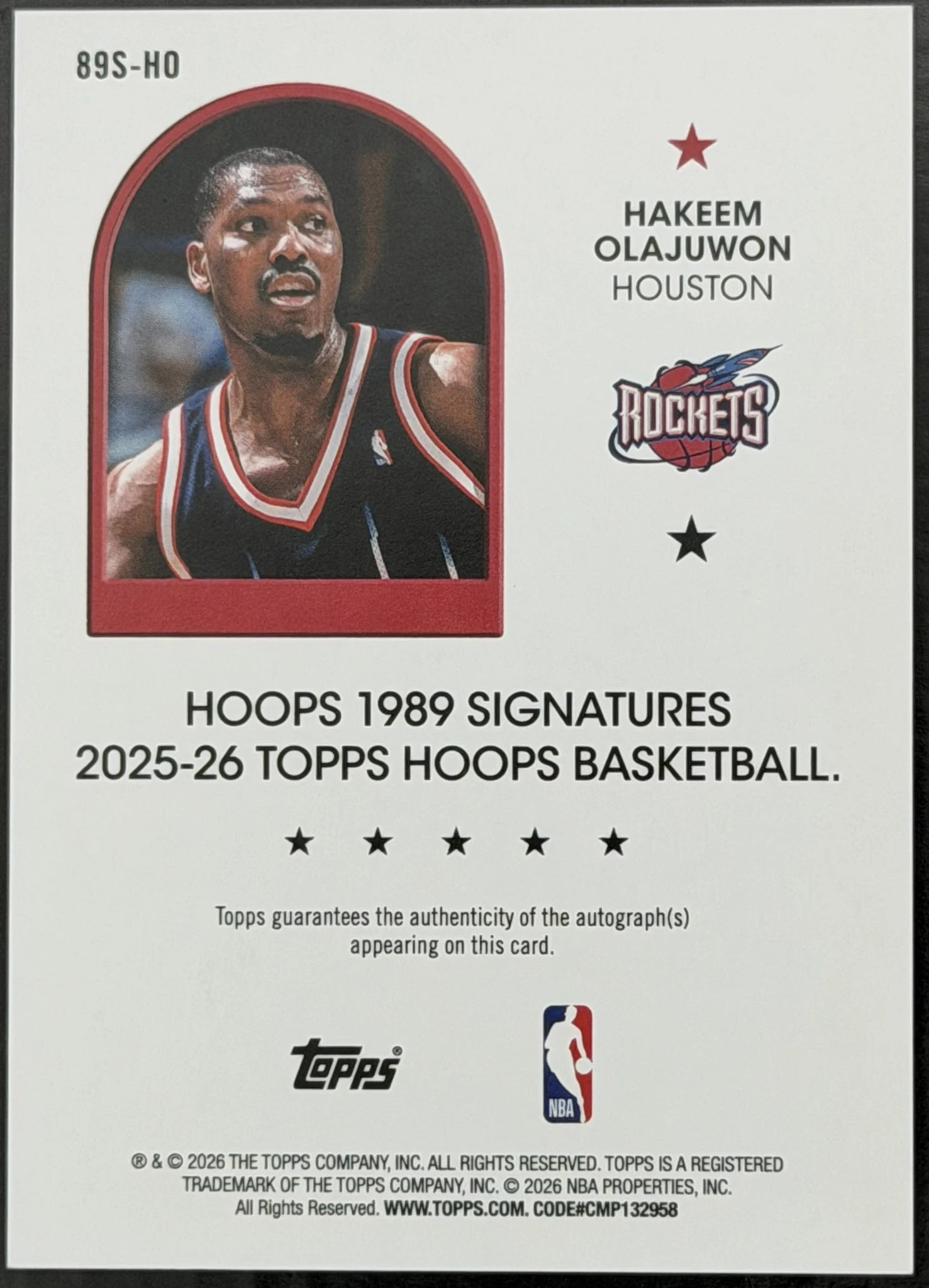 2025-26 Hoops Hakeem Olajuwon 1989 Signatures #89S-HO