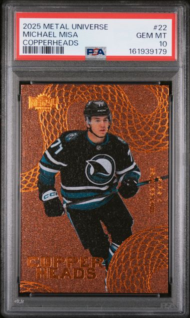 2025-26 SKYBOX METAL UNIVERSE MICHAEL MISA COPPERHEADS SSP PSA 10