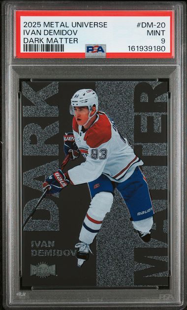 2025-26 SKYBOX METAL UNIVERSE IVAN DEMIDOV RC DARK MATTER PSA 9