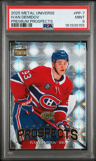 2025-26 SKYBOX METAL UNIVERSE IVAN DEMIDOV PREMIUM PROSPECTS PSA 9