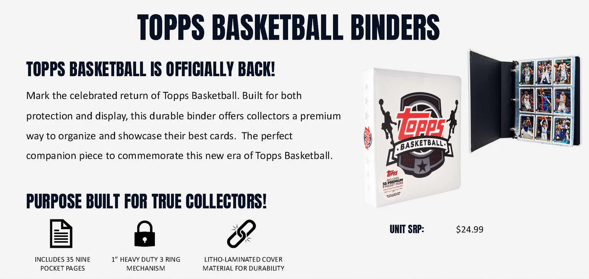 2025-26 Topps NBA Basketball Binder (with 9 Pocket Pages)