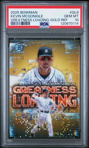 2025 Bowman Kevin McGonigle Greatness Loading Gold /50 PSA 10