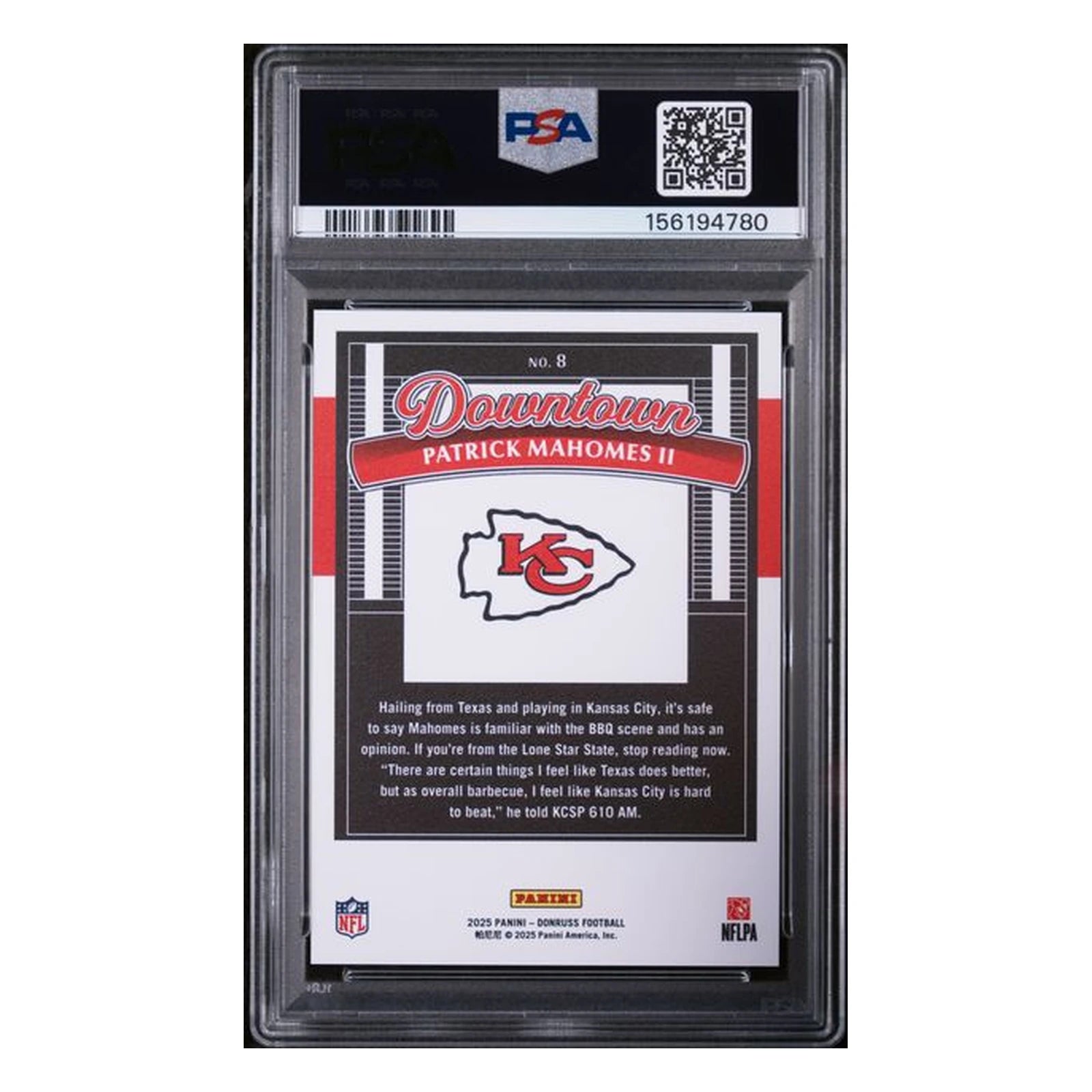 2025 Donruss Patrick Mahomes Downtown PSA 10