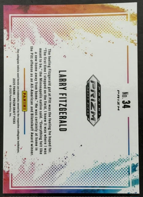 2025 Prizm Draft Picks Larry Fitzgerald Color Blast #34