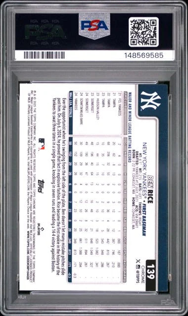 2025 Topps Chrome Ben Rice Raywave PSA 9