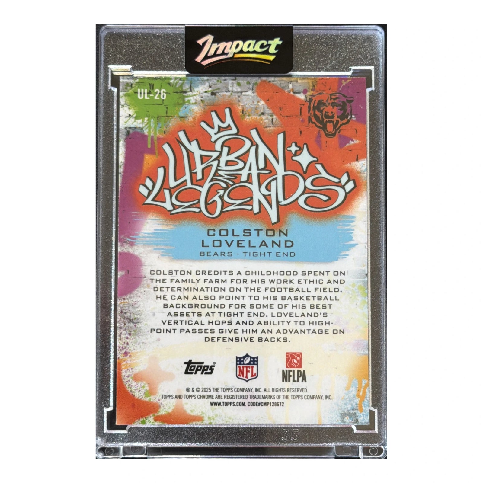 2025 Topps Chrome Colston Loveland RC Urban Legends Case Hit