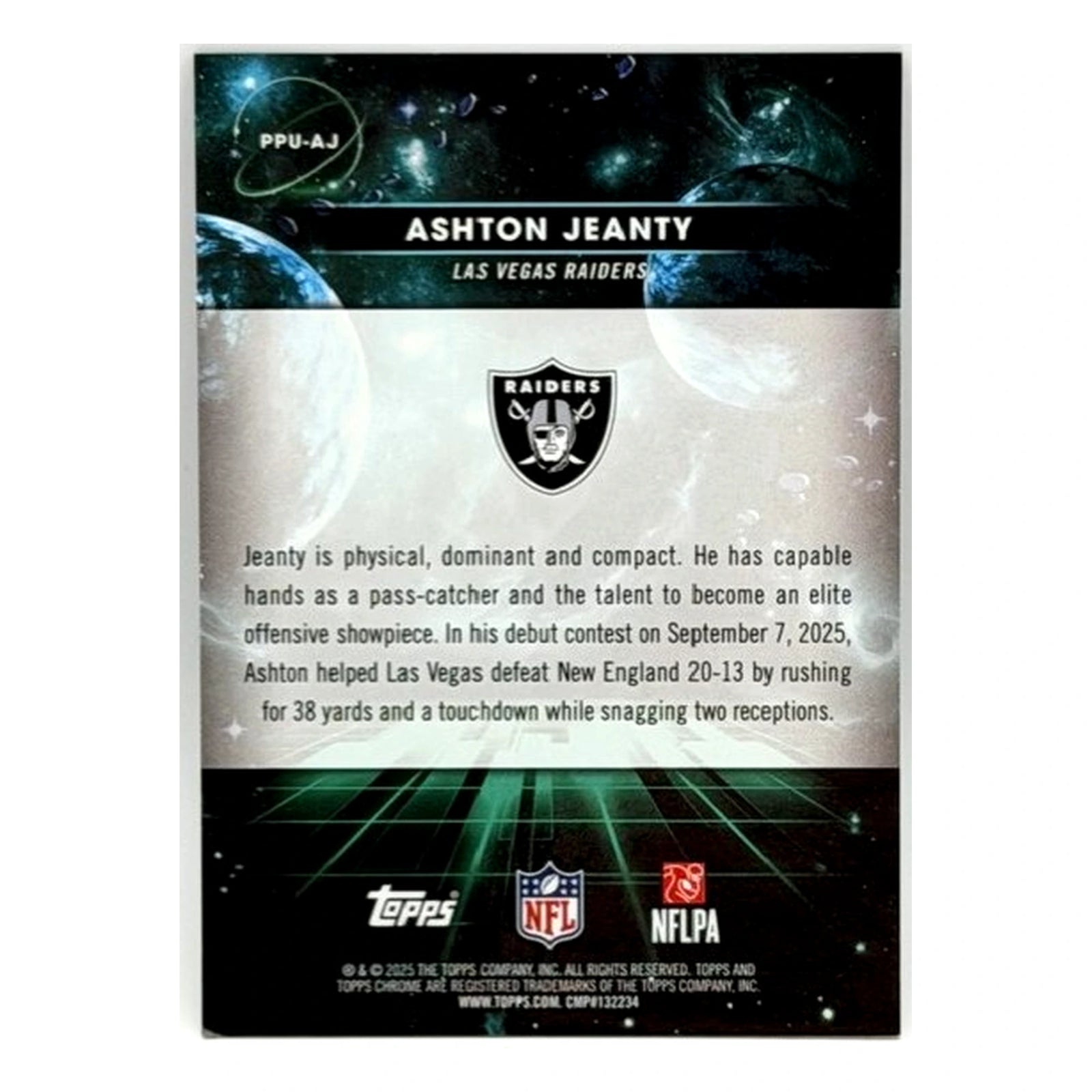 2025 Topps Chrome Cosmic Ashton Jeanty RC Uranus Planetary Pursuit SSP