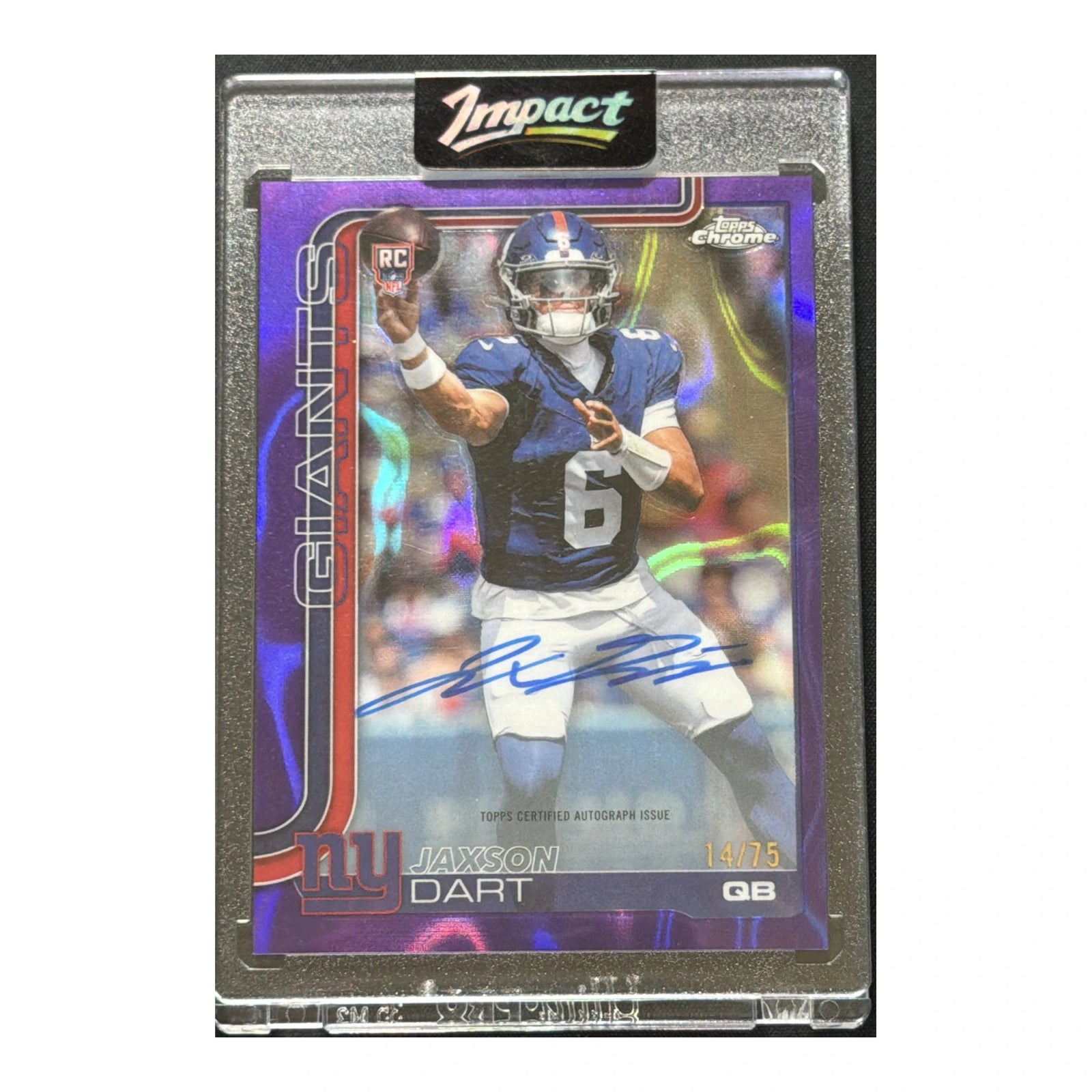 2025 Topps Chrome Jaxson Dart RC On Card Auto /75 Purple Lava Refractor