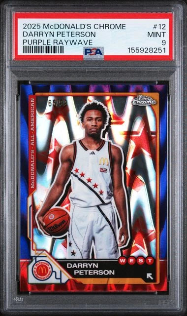 2025 Topps Chrome McDonald's Darryn Peterson RC /99 Purple Raywave PSA 9