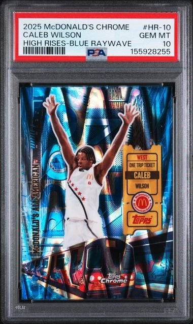 2025 Topps Chrome McDonald's Caleb Wilson RC Blue Raywave PSA 10