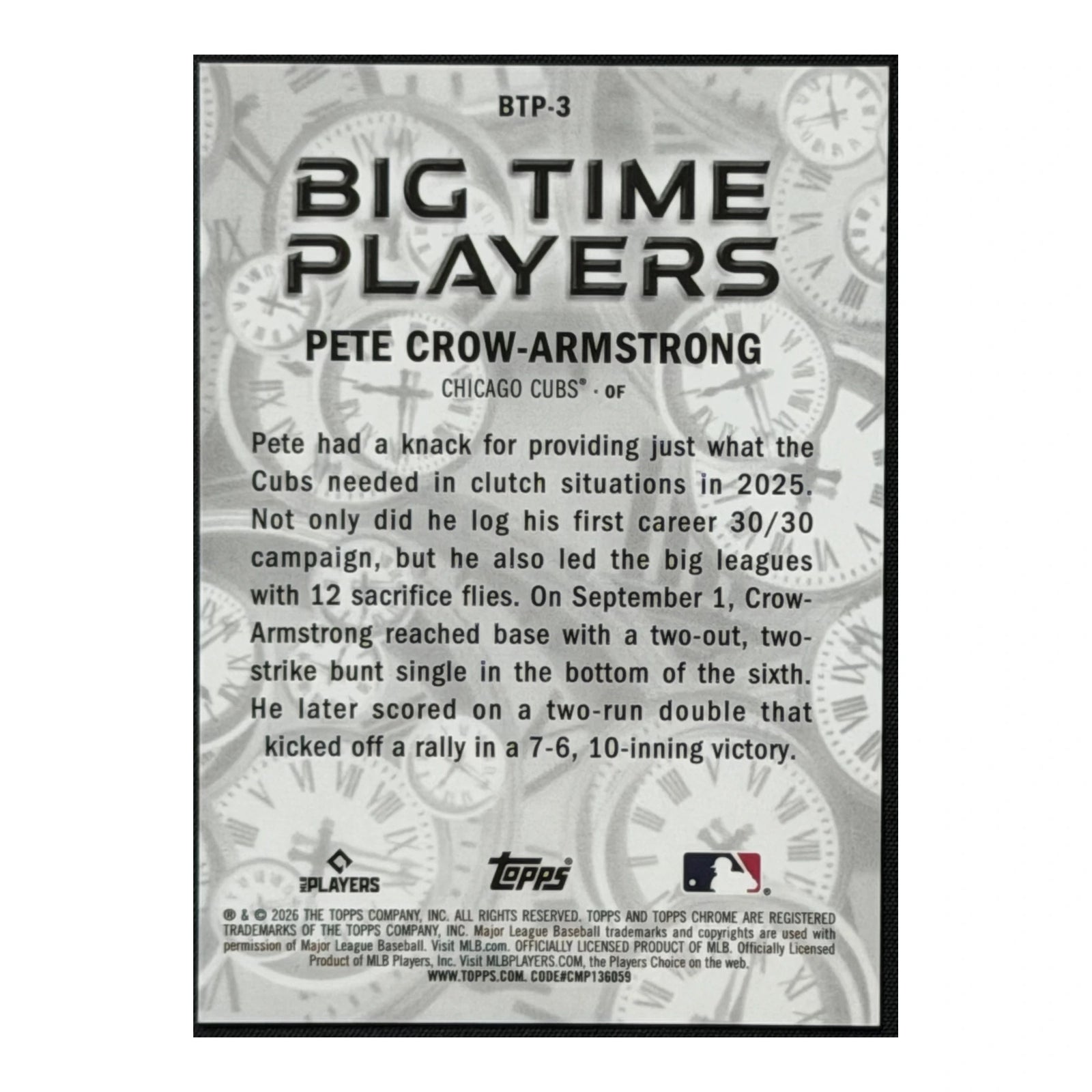 2025 Topps Chrome Pete Crow-Armstrong Big Time Players Orange /25