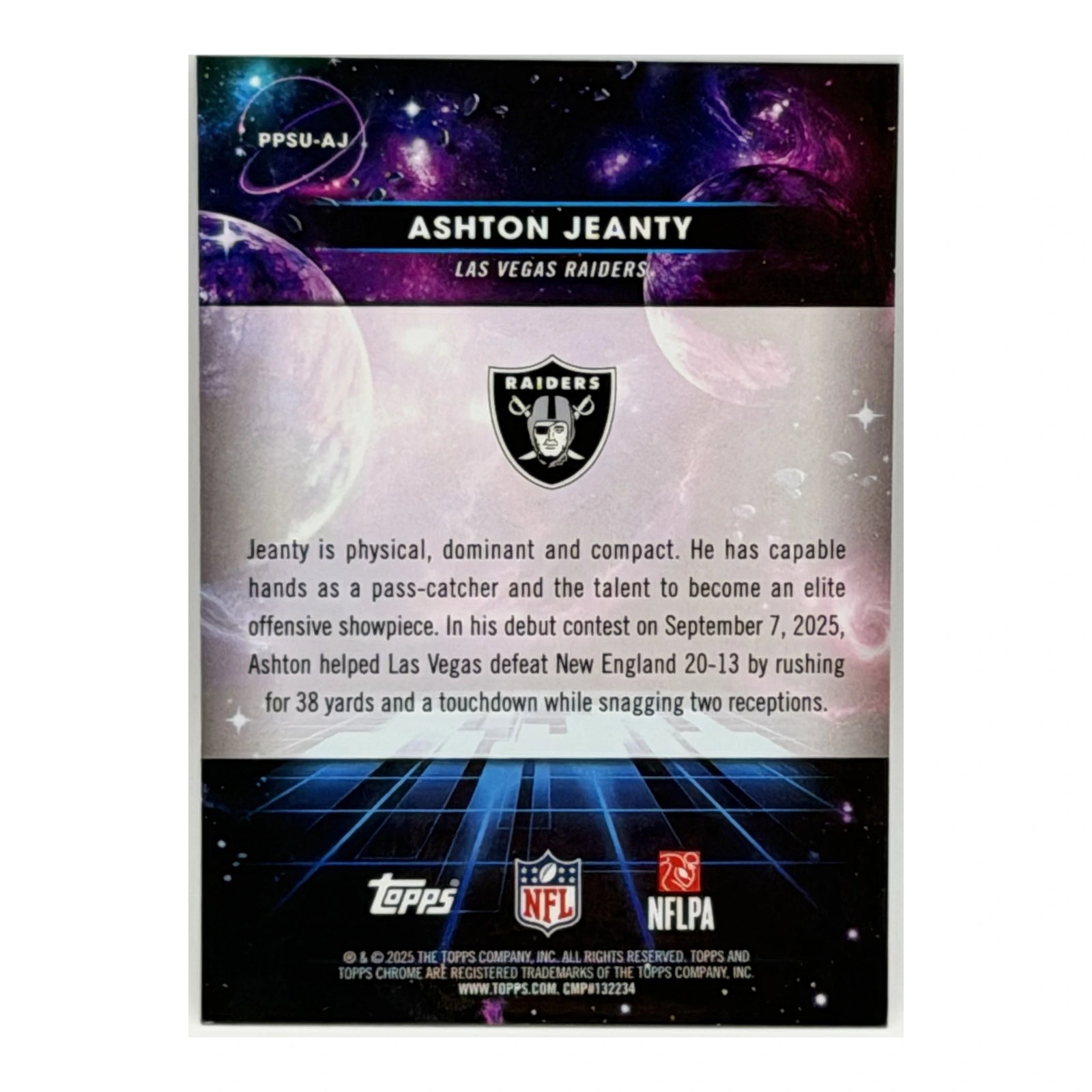 2025 Topps Cosmic Chrome Ashton Jeanty RC Planetary Pursuit Sun SSP