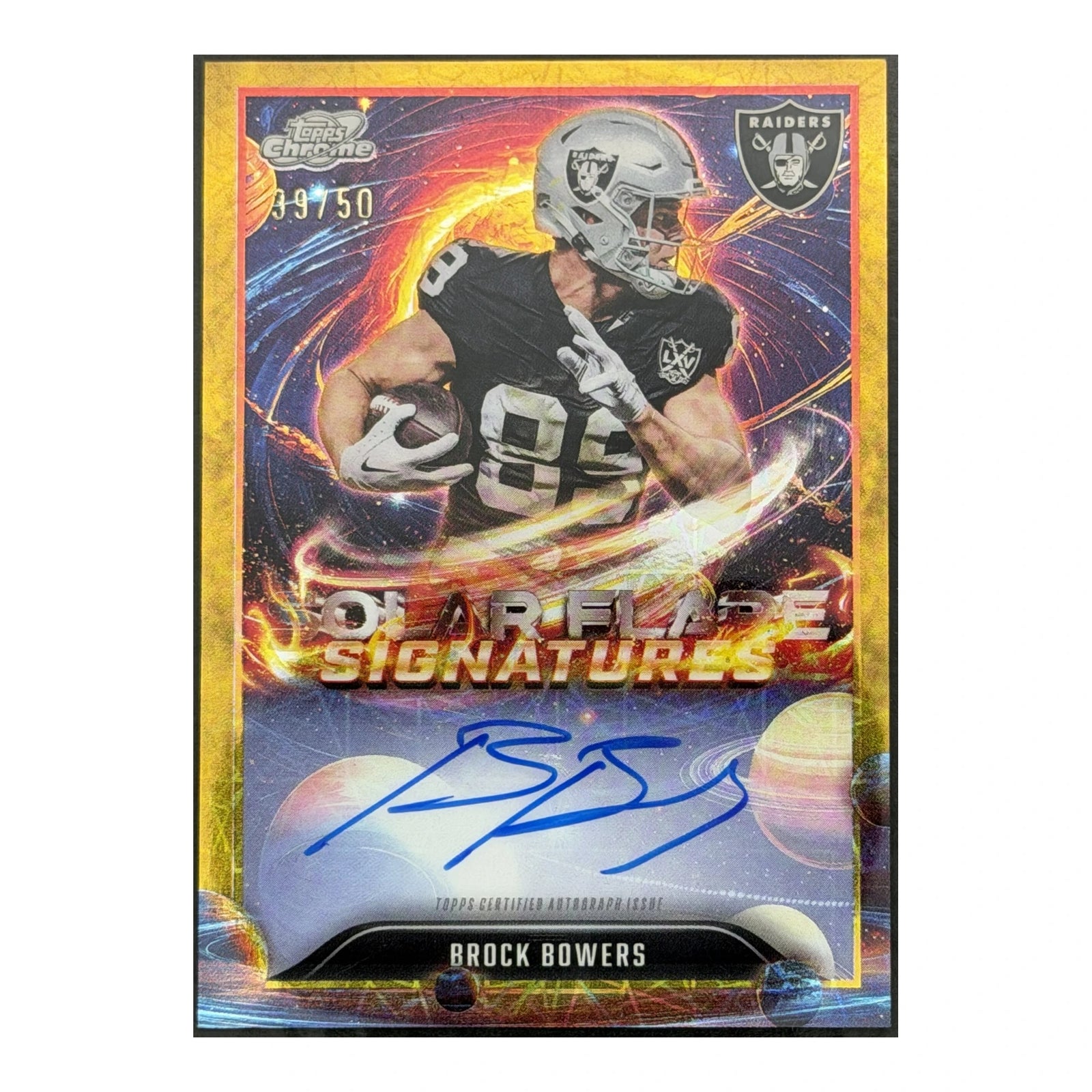 2025 Topps Cosmic Chrome Brock Bowers Auto Solar Flare Gold /50