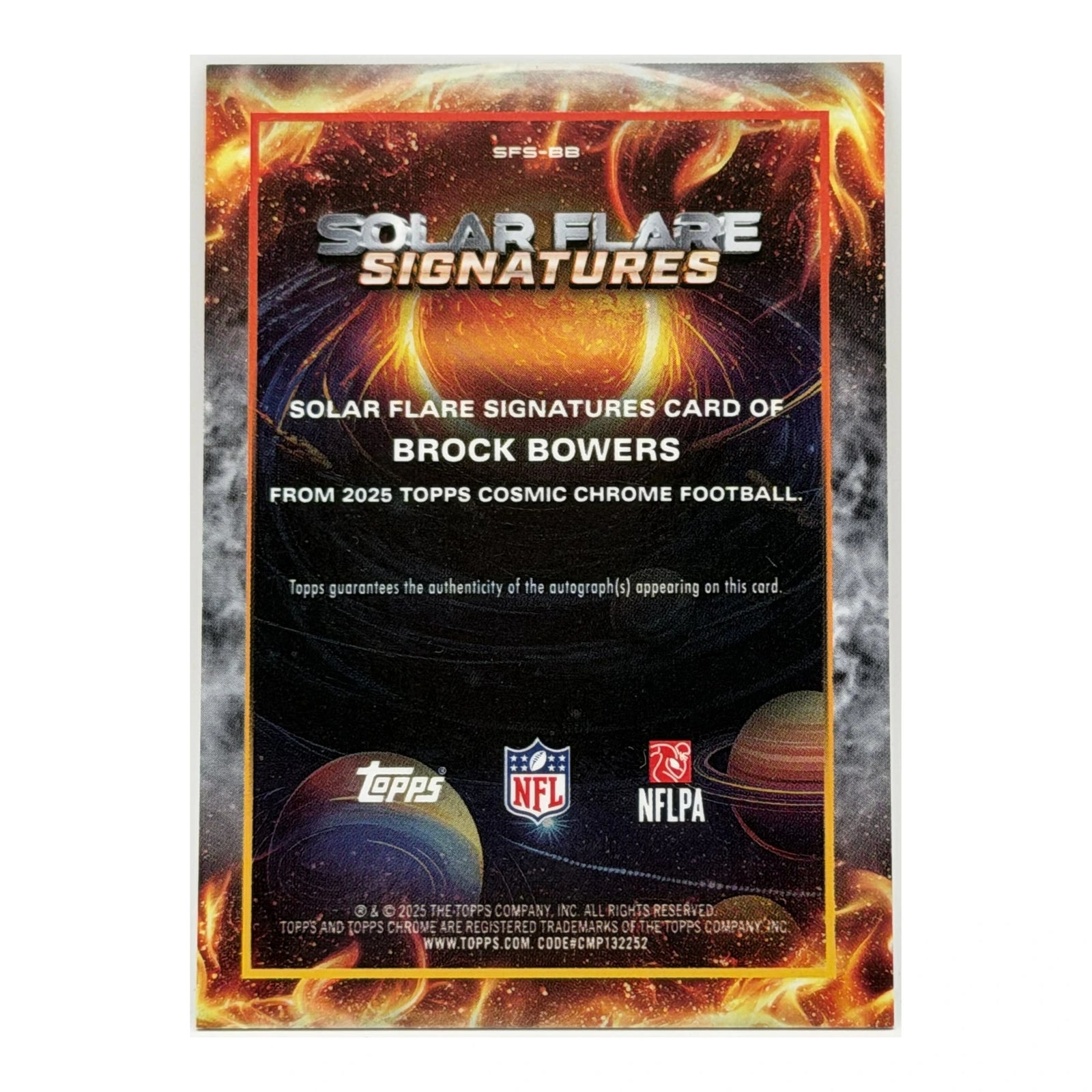 2025 Topps Cosmic Chrome Brock Bowers Auto Solar Flare Gold /50