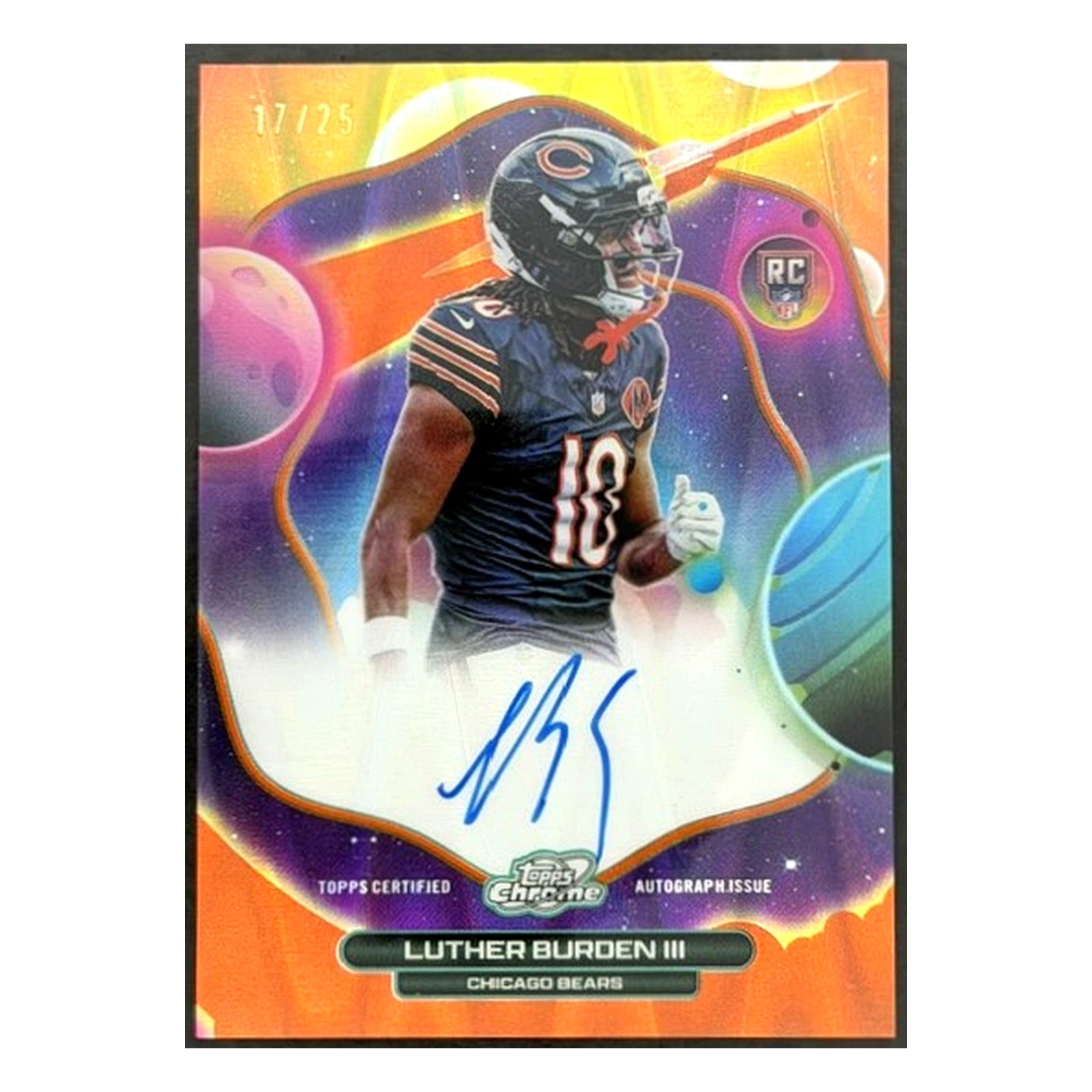 2025 Topps Chrome Cosmic Luther Burden RC Auto Orange /25