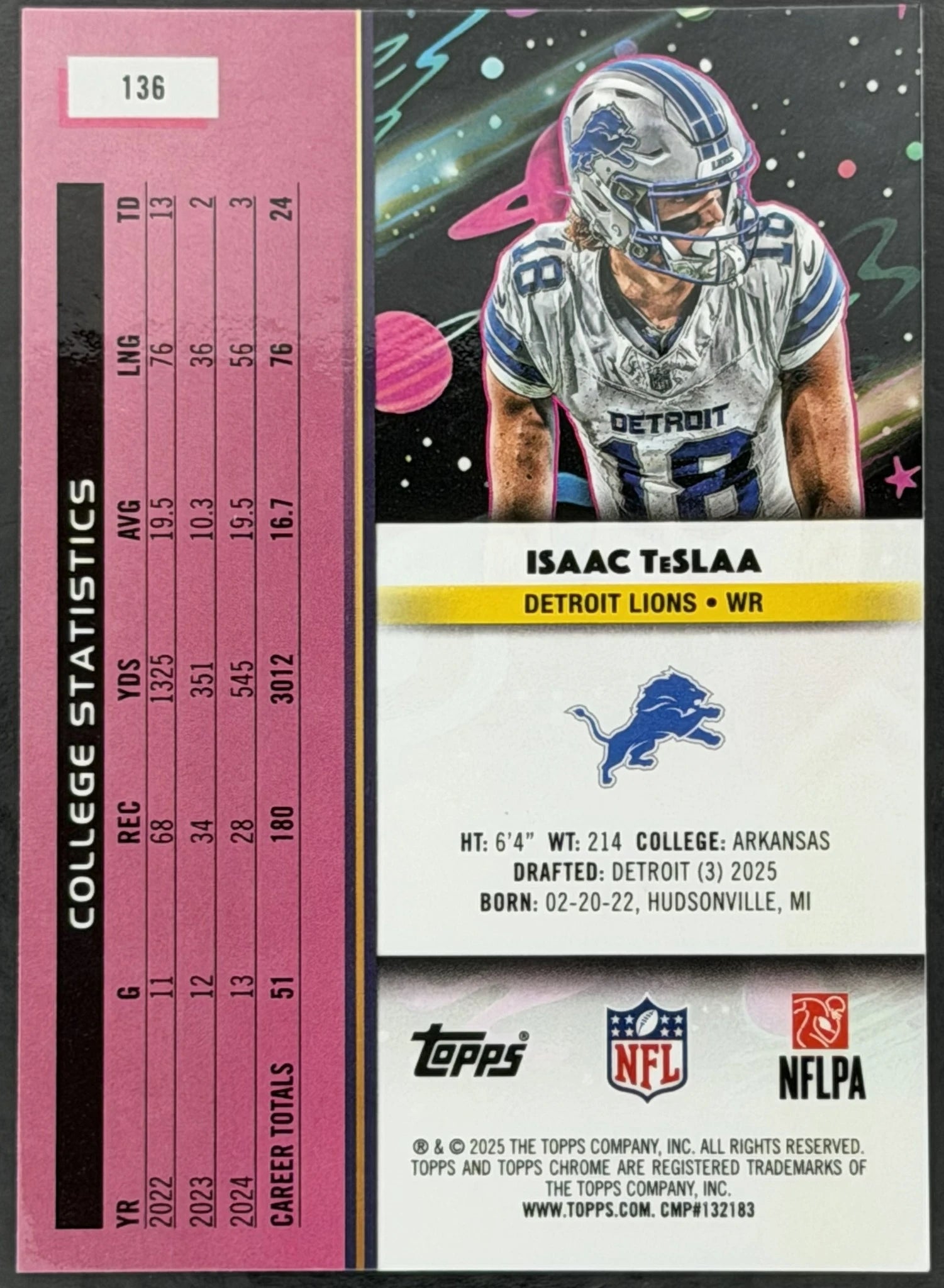2025 Topps Cosmic Chrome Isaac Teslaa RC White Hole Refractor