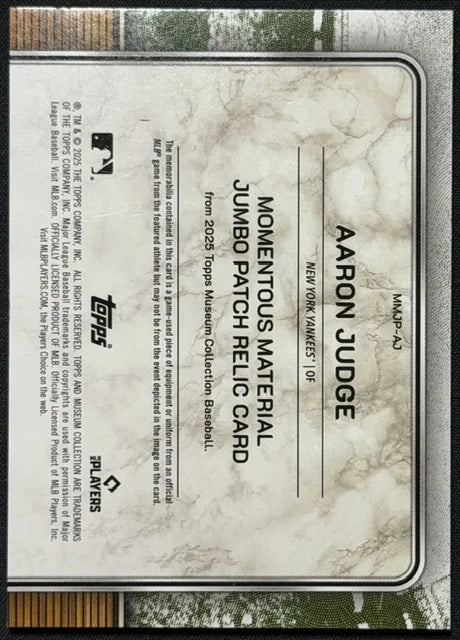 2025 Topps Museum Collection Aaron Judge Game Used Patch /15