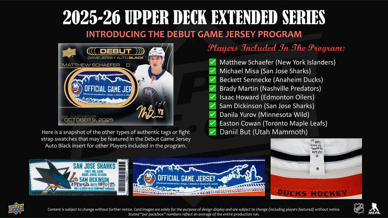 2025-26 Upper Deck Extended Series Hockey Hobby Box (Pricing In Store Only)