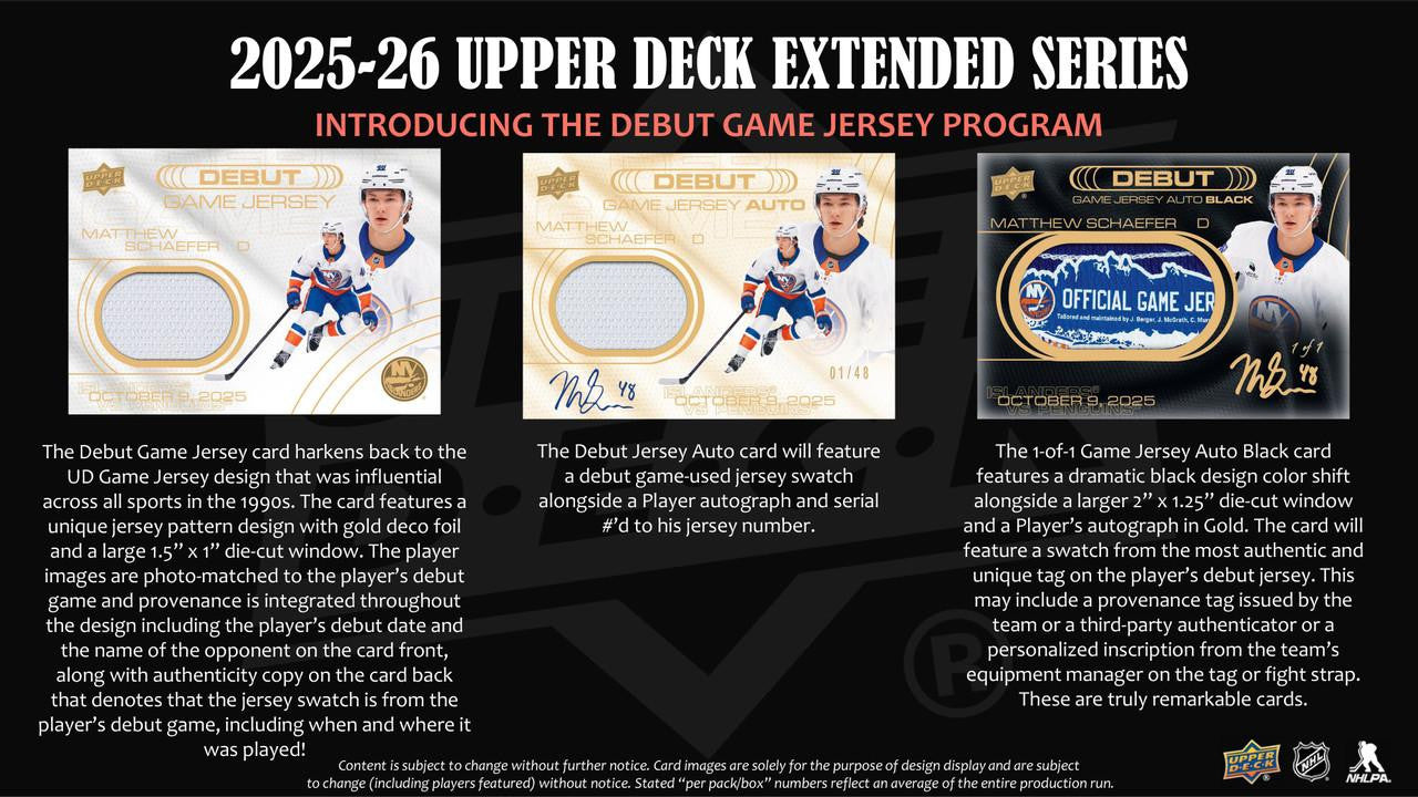 2025-26 Upper Deck Extended Series Hockey Hobby Box (Pricing In Store Only)