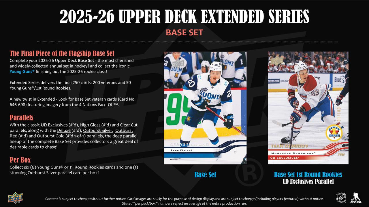 2025-26 Upper Deck Extended Series Hockey Hobby Box (Pricing In Store Only)