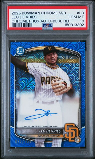 2025 Bowman Chrome Leo De Vries Mega Box Chrome Prospects Auto Blue PSA 10