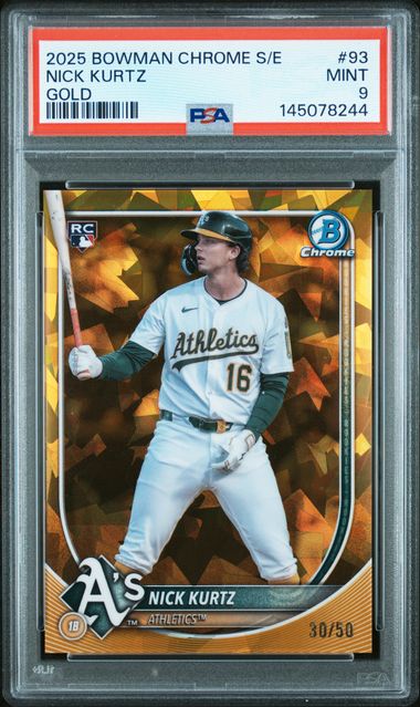 2025 Bowman Chrome Sapphire Nick Kurtz Gold PSA 9