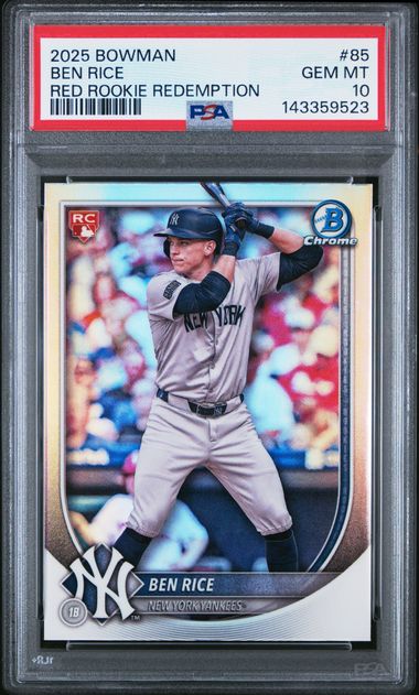2025 Bowman Ben Rice Red Rookie Redemption PSA 10