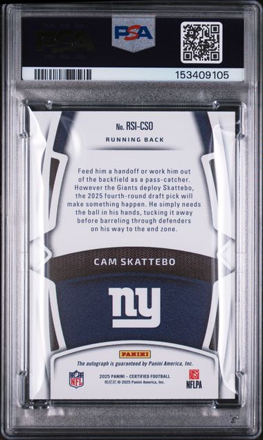 2025 Certified Cam Skattebo Rookie Signatures /10 Mirror Gold Etch PSA 10