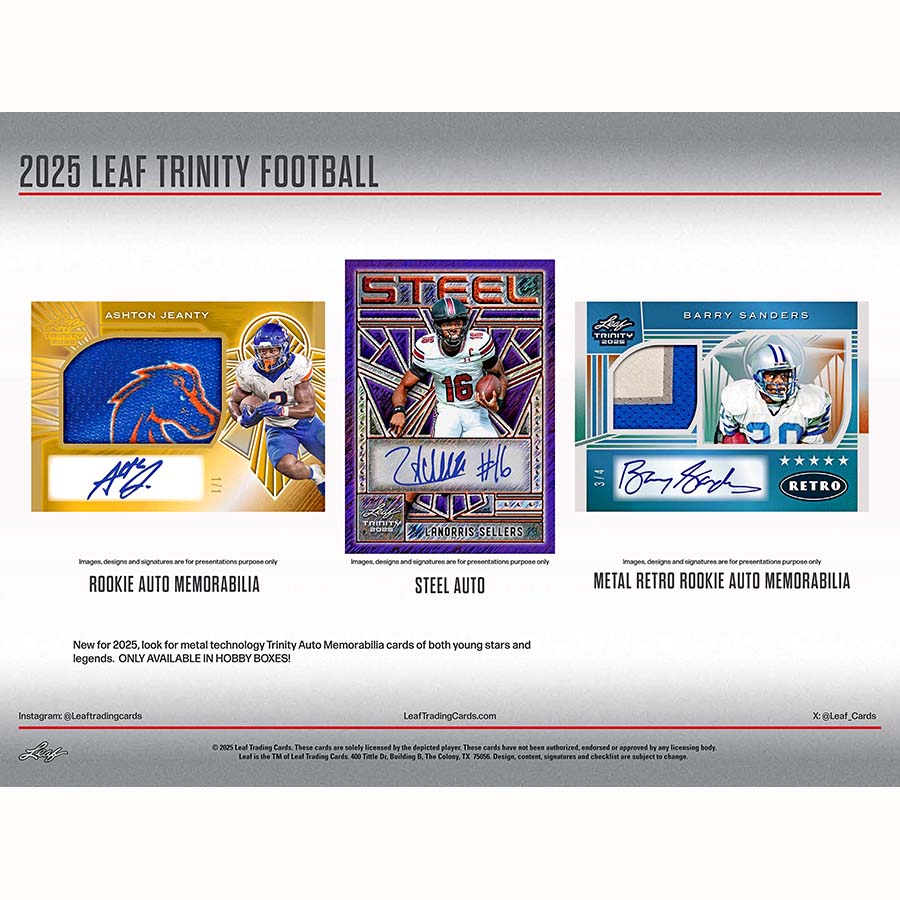 2025 Leaf Trinity Football Jumbo Hobby Box